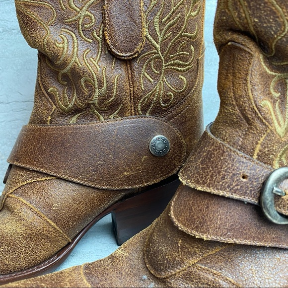 Old gringo brown crackle leather rustic vintage cowboy boots 6.5 - Picture 10 of 10